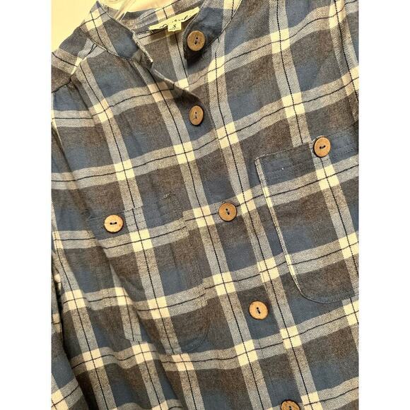 Listicle Out West Plaid Duster/Shirt Dress Blue & Grey 100% Cotton Sz. S - Picture 7 of 15